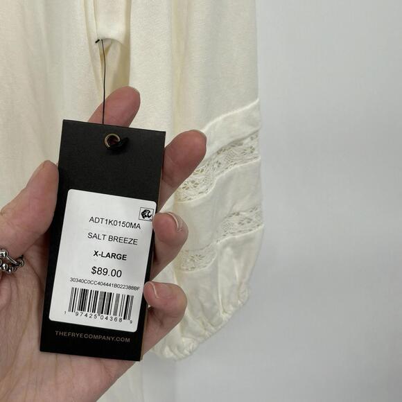 FRYE NWT Blouson Sleeve Split Neck Blouse - Picture 3 of 5